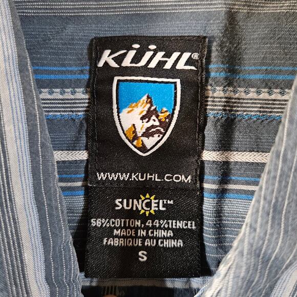 Mens Kuhl button up‎ pinstripe size small Suncel blue gray outdoors gorpcore - Picture 4 of 6